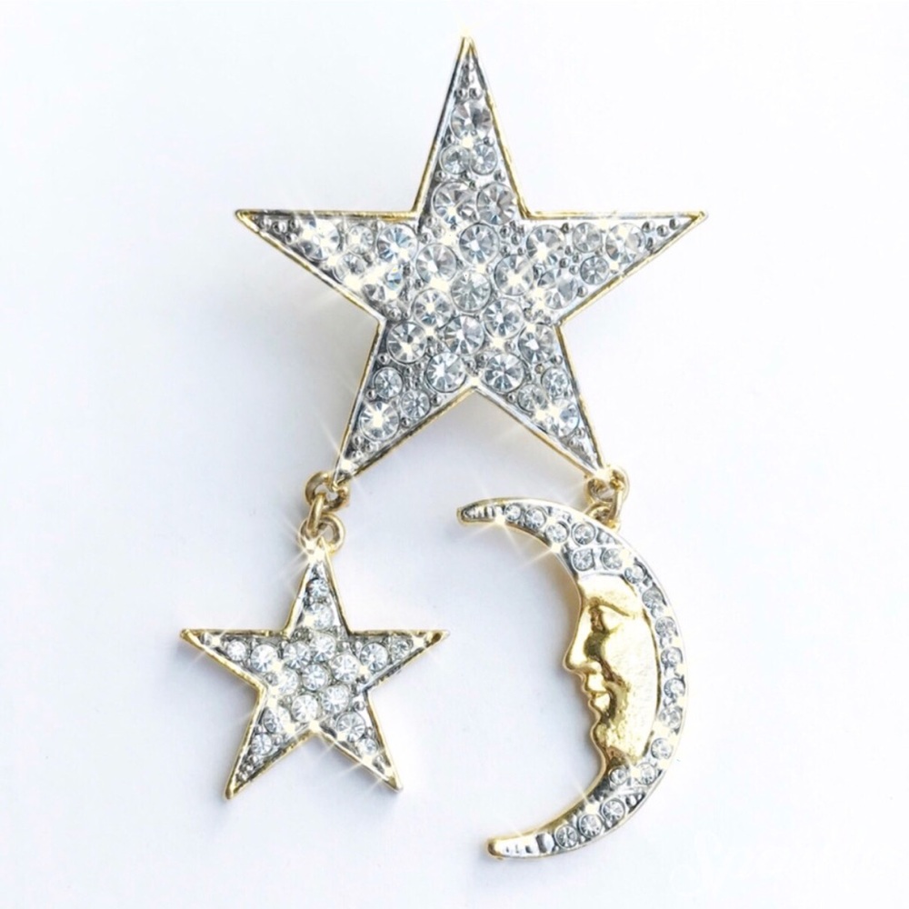 Vintage Moon and Stars Brooch